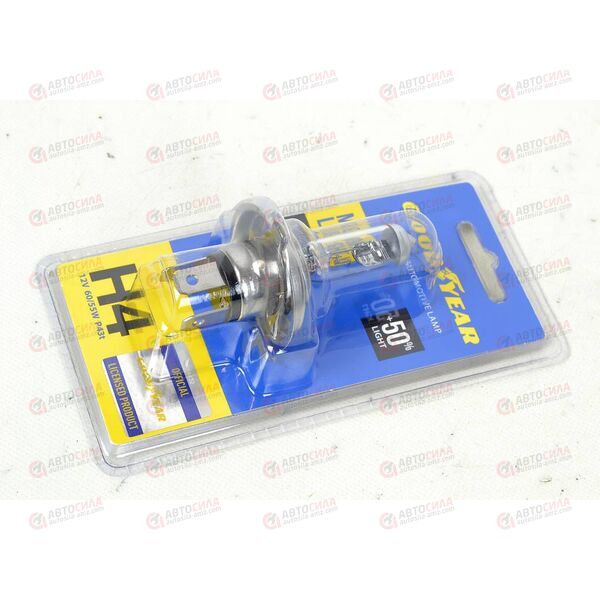 Лампа галоген 12В H4 60/55 Ватт P43t More Light +50% (на блистер) Goodyear