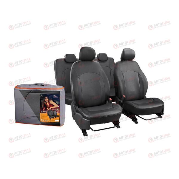 Чехлы Volkswagen Polo седан (10-14 г.)(16-) Alonso 13 пред. экокожа перф. черн AIRLINE, изображение 3