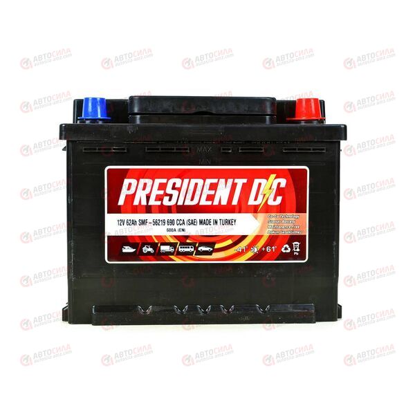 Аккумулятор 62VL PRESIDENT DC (R+) (0) SMF (пт 600)(242х175х190) ТУРЦИЯ, изображение 2