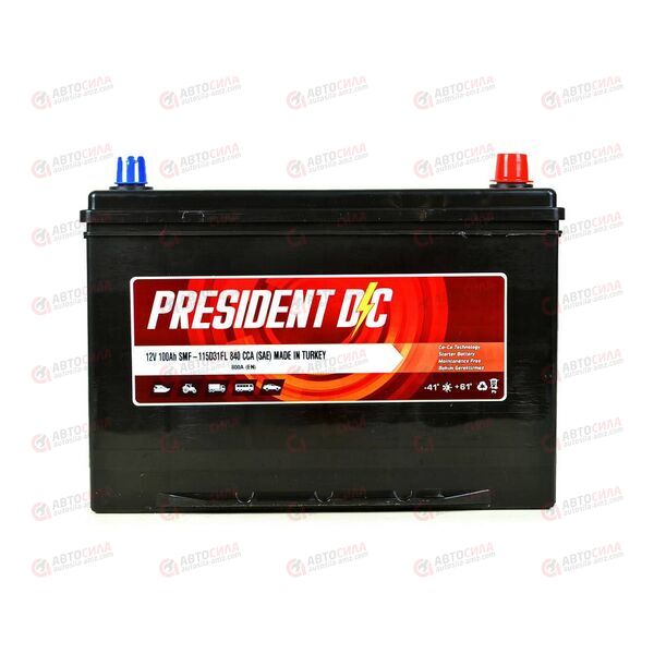 Аккумулятор 100VL PRESIDENT DC ASIA (R+) (0) SMF (пт 800)(304х172х220) ТУРЦИЯ, изображение 2