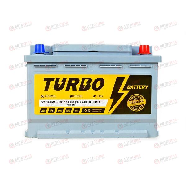 Аккумулятор 75VL TURBO BATTERY (R+) (0) SMF (пт 740)(278х175х190) ТУРЦИЯ, изображение 2