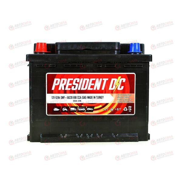 АКБ 62VL PRESIDENT DC (L+) (1) SMF (пт 600)(242х175х190) ТУРЦИЯ, изображение 2