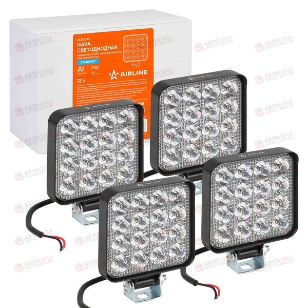 Фара с/диод квадратная 16 LED направленный свет, 16W (83х83х22) 12V (4 шт) STANDART AIRLINE